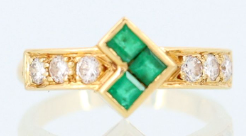 Bague diamant & émeraude