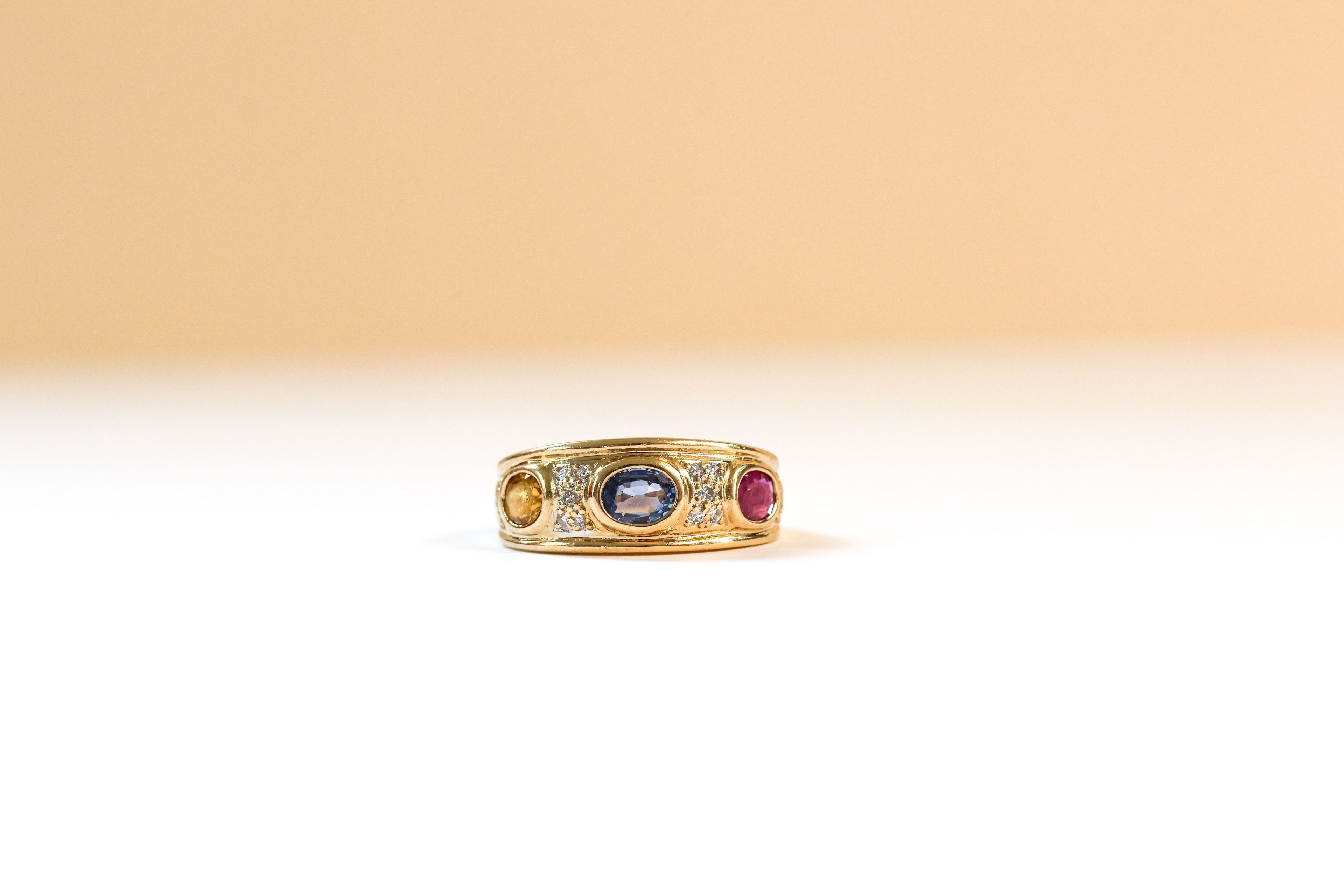 Bague trois saphirs Oze or jaune