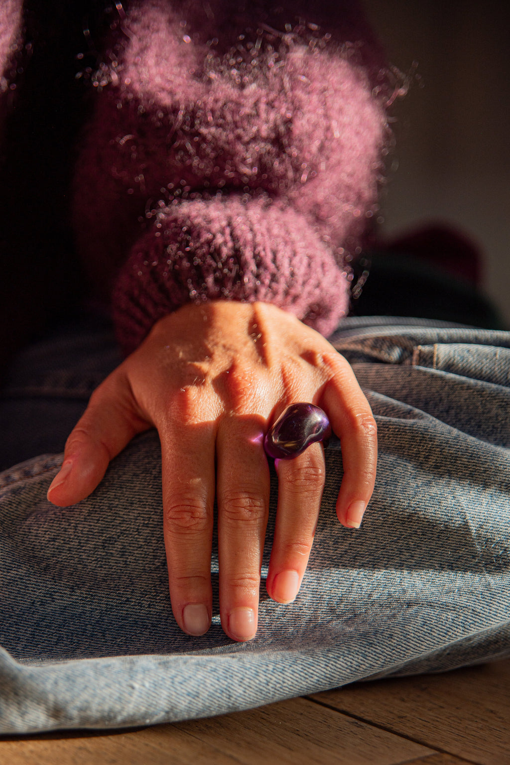 Bague violette Halo – Oze Joaillerie