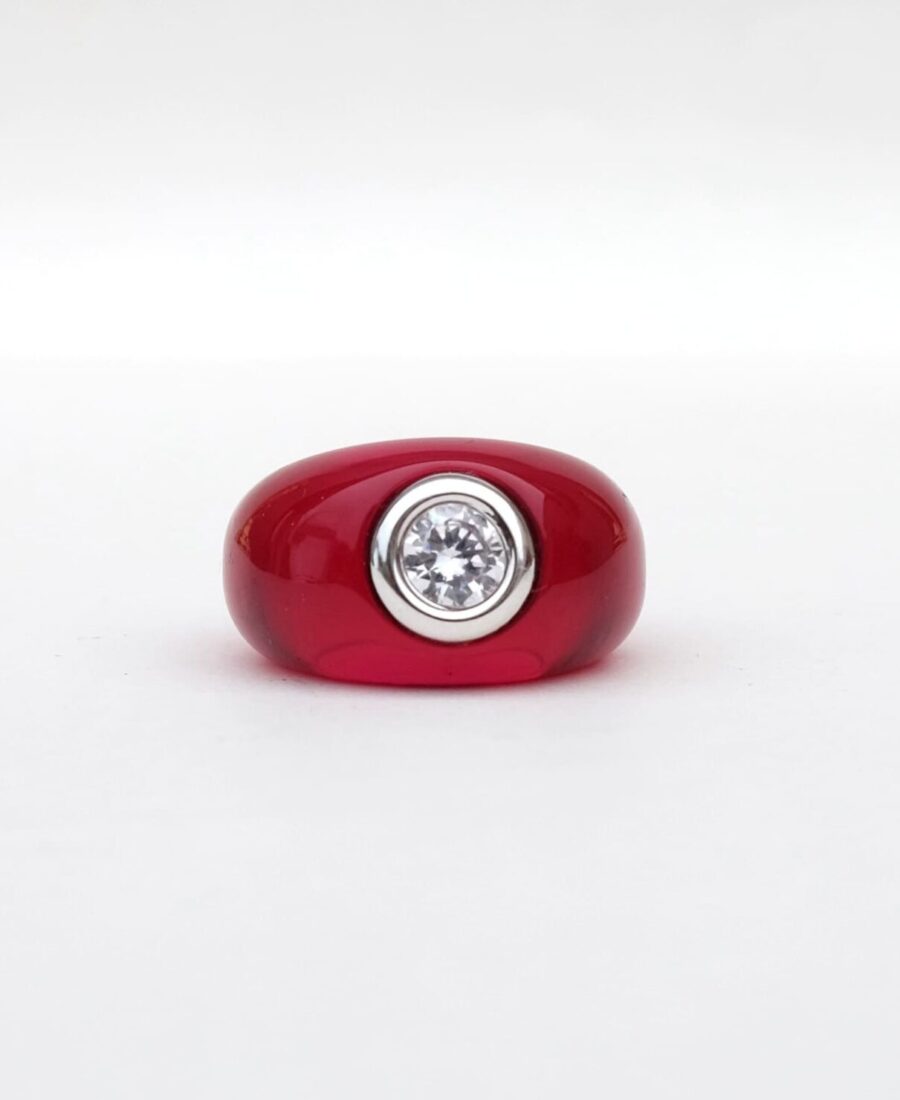 La dahlia coquelicot — bijou en or 18 carats